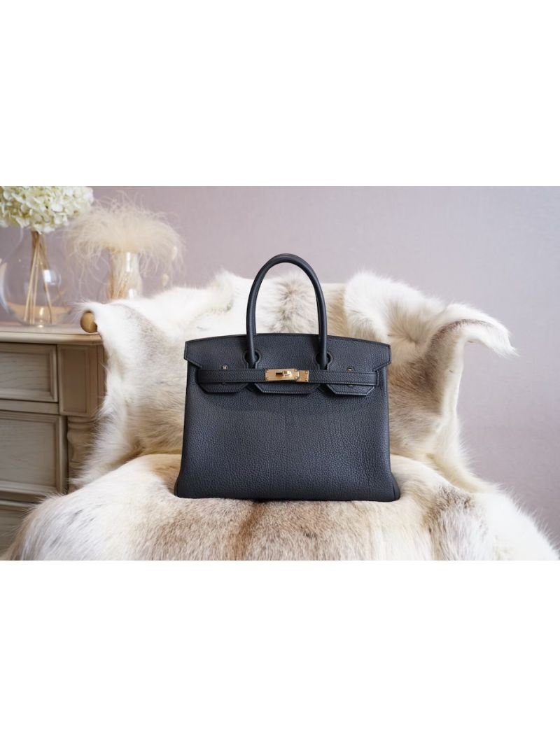 Hermes Birkin Fjord Leather 25 30 35 cm in Black