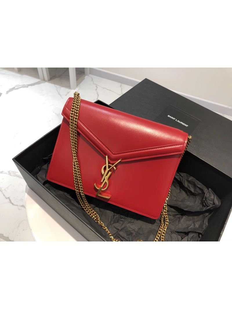 YSL Saint Laurent Cassandra Monogram Clasp Bag In Smooth Leather Red