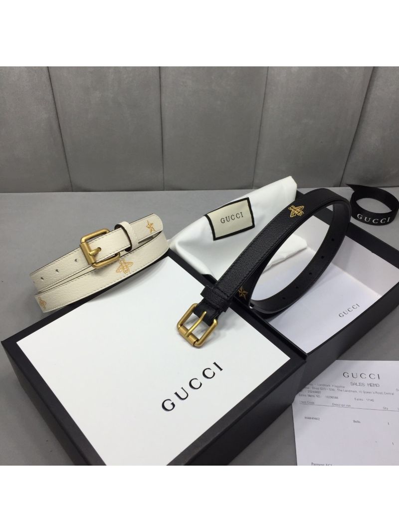 Gucci Belt with Bees and Stars Print 576178 White