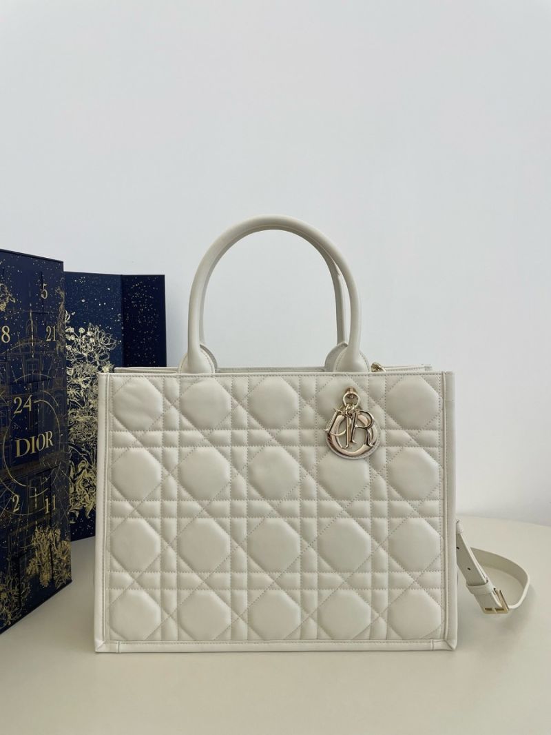 Dior Medium Book Tote Latte Macrocannage Calfskin M1324O