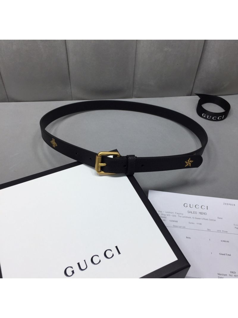 Gucci Belt with Bees and Stars Print 576178 Black