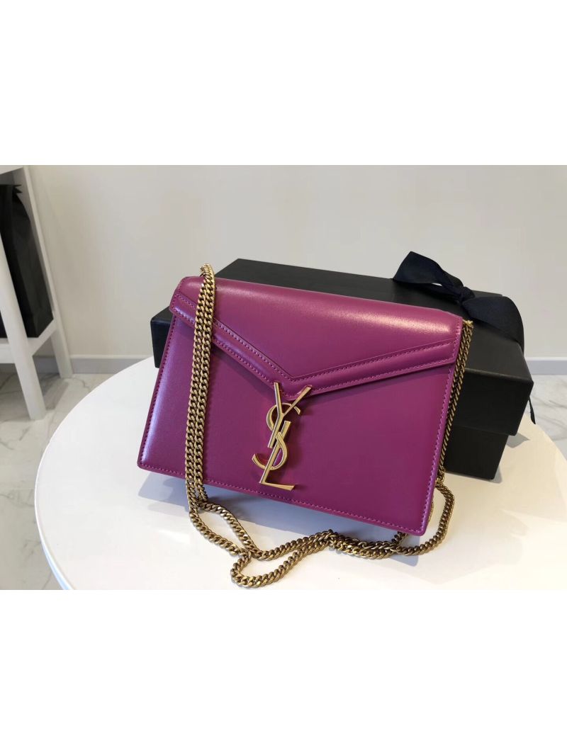YSL Saint Laurent Cassandra Monogram Clasp Bag In Smooth Leather Purple
