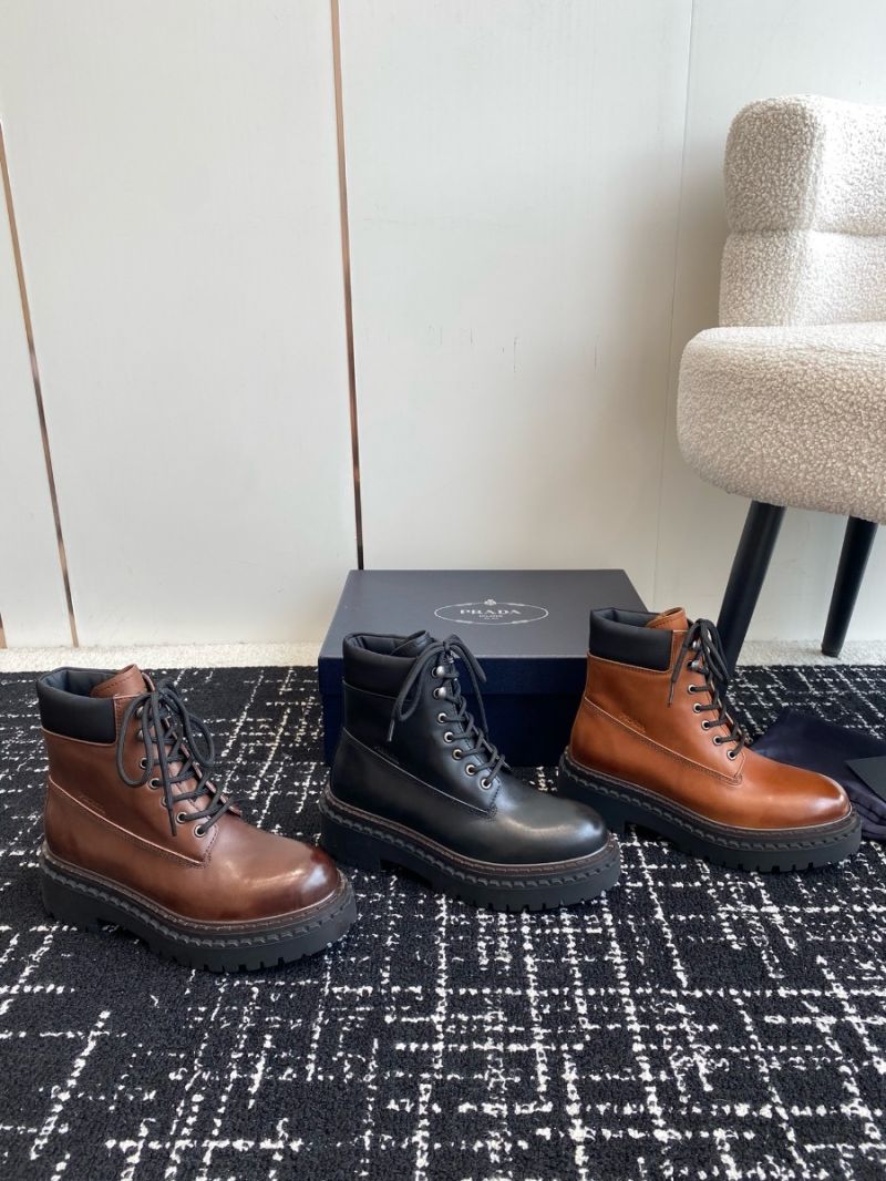 Prada Leather and Re-Nylon booties 1T704N Black