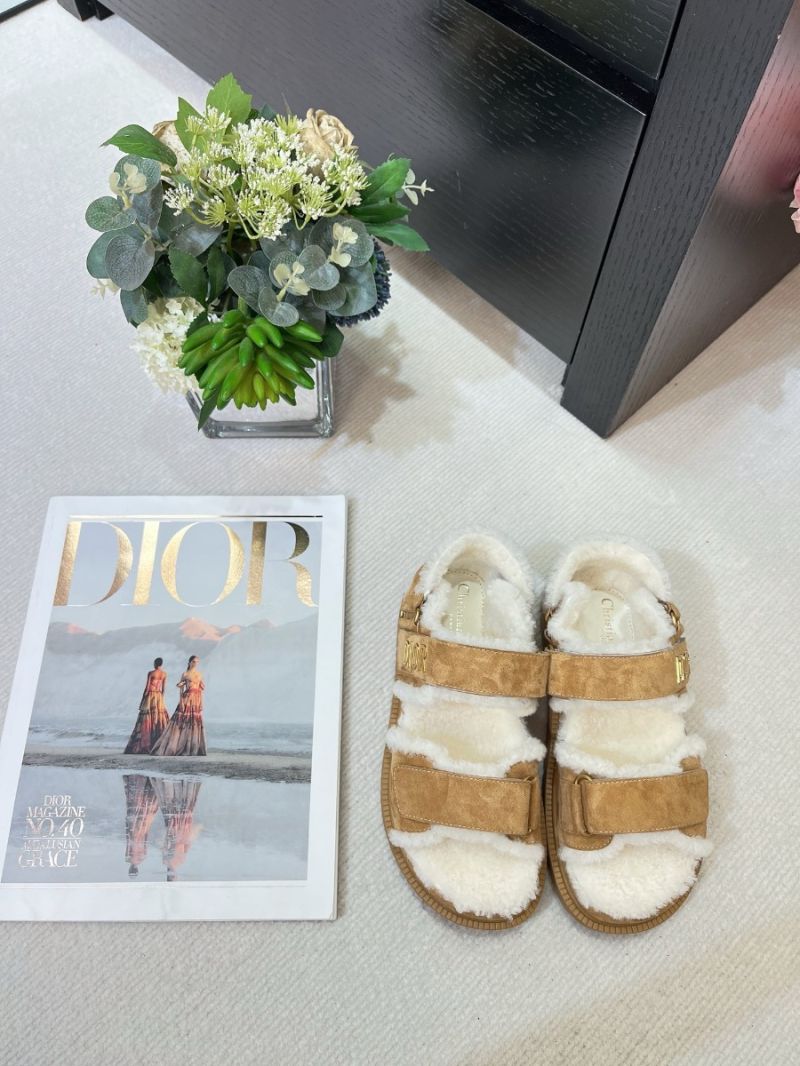 Dior Dioract Sandal Beige Suede Goatskin with Shearling KCO106