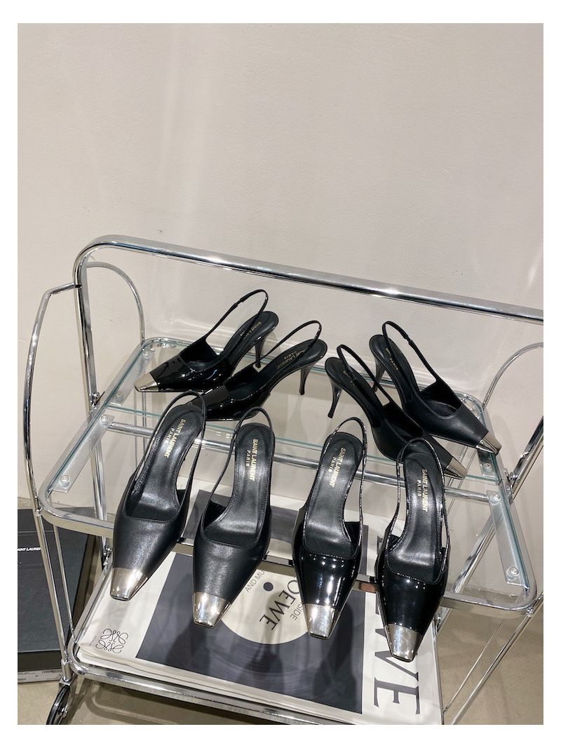 YSL Saint Laurent Blade Slingback Pumps in Black Leather 658095