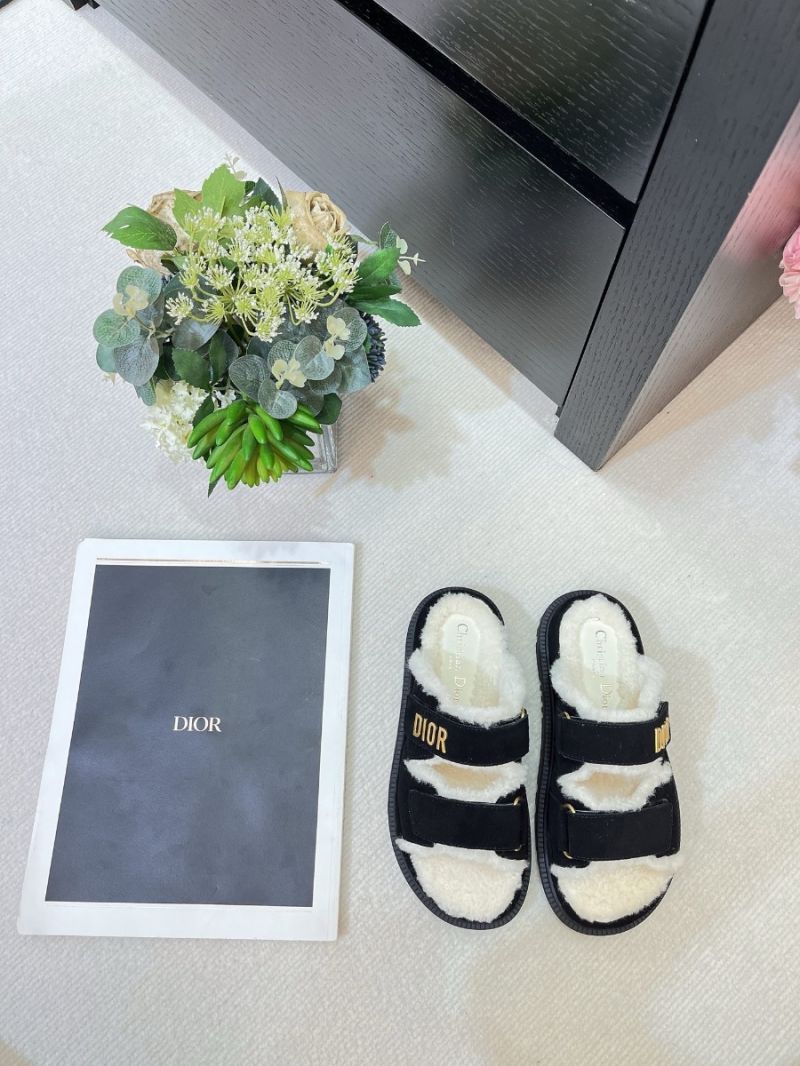 Dior Dioract Slide Black Suede Goatskin with Shearling KCO105