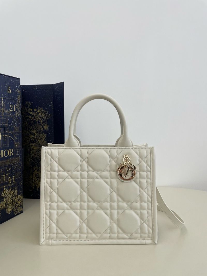 Dior Small Book Tote Latte Macrocannage Calfskin M1325O