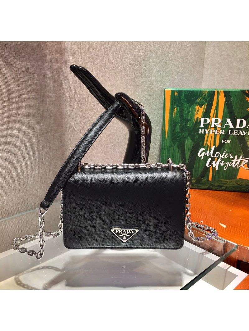 Prada Saffiano Leather Shoulder Bag 1BD032 Black