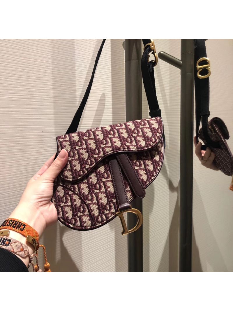 Dior Oblique Saddle Belt Bag Burgundy S5632