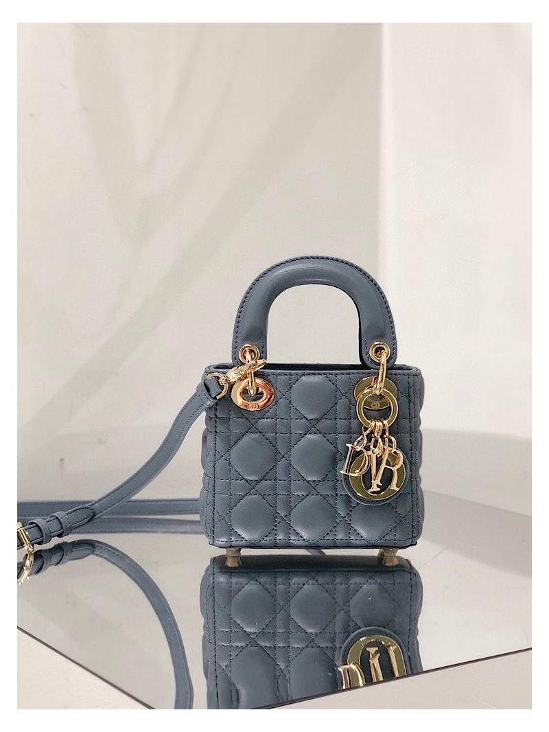 Micro Lady Dior Bag Cloud Blue Cannage Lambskin S0856