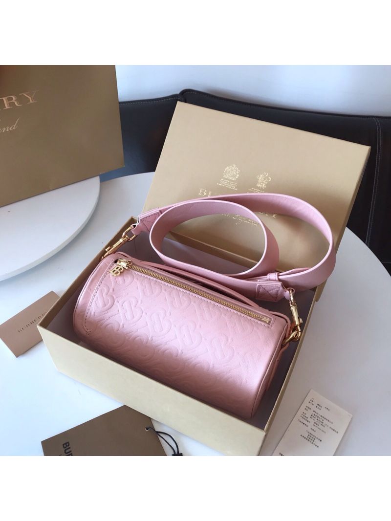 Burberry The Monogram Leather Barrel Bag Rose beige