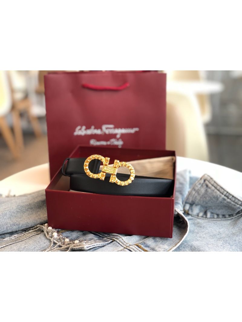 Ferragamo Adjustable and Reversible Multi-Faceted Gancini Smooth Calfskin Leather Belt