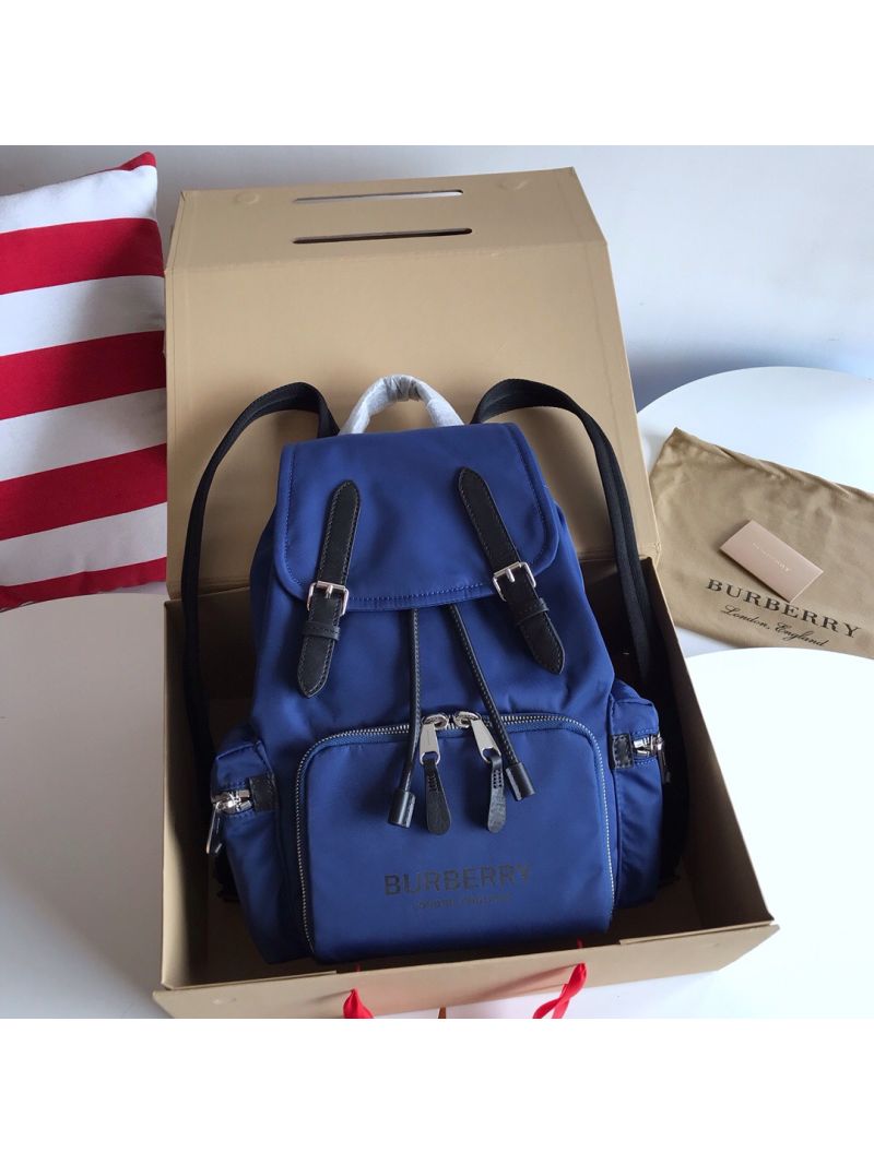 Burberry The Medium Rucksack in Logo Print Nylon 80116201 Blue