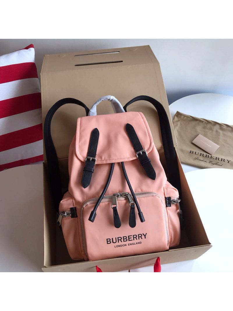 Burberry The Medium Rucksack in Logo Print Nylon 80116201 Rose beige