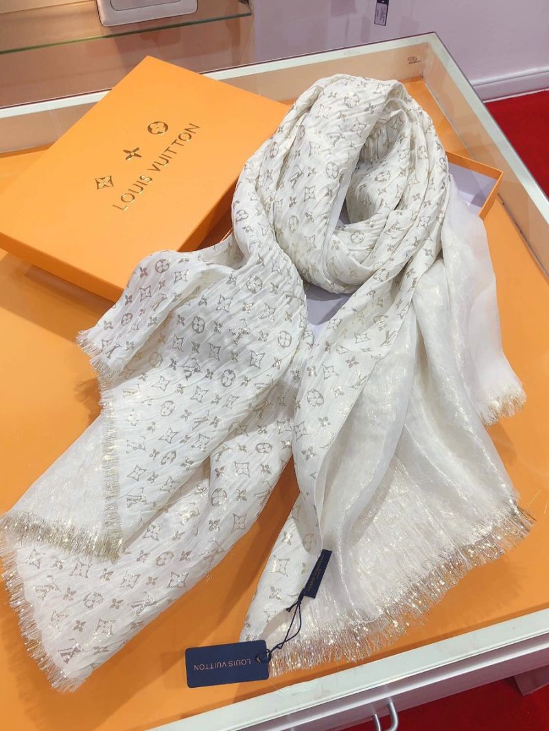 Louis Vuitton LV Monogram So Glitter Stole M73938 White