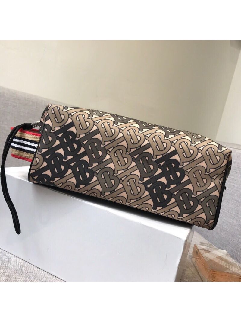 Burberry Monogram Print Nylon Pouch 80107641 Khaki