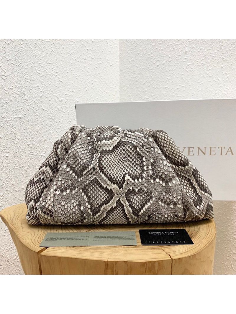 Bottega Veneta BV Python Leather The Pouch Large Clutch White
