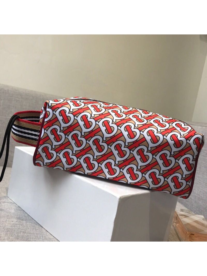 Burberry Monogram Print Nylon Pouch 80107641 Vermilion