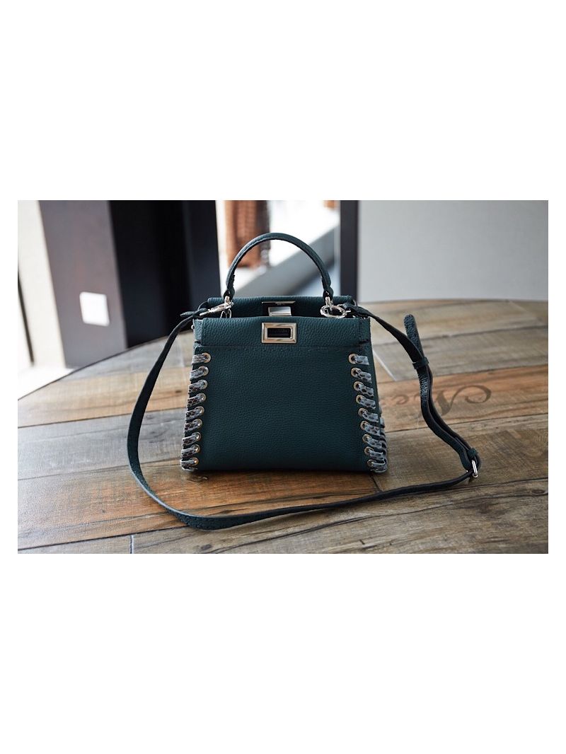 Fendi Peekaboo Mini with Elaphe Weave Edging Green