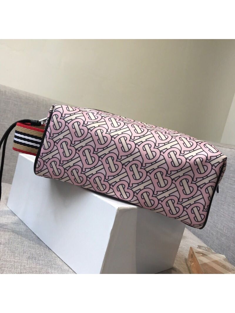 Burberry Monogram Print Nylon Pouch 80107641 Blush