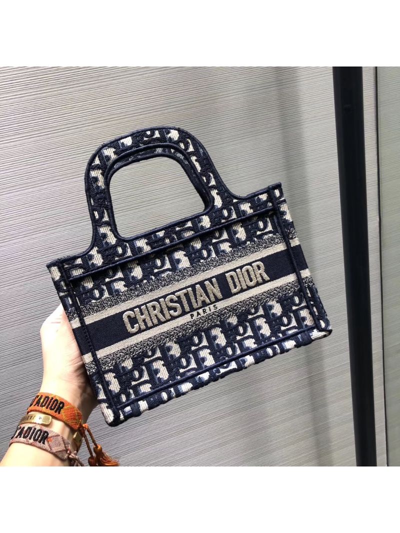 Dior Oblique Embroidered Mini Dior Book Tote Blue M1271
