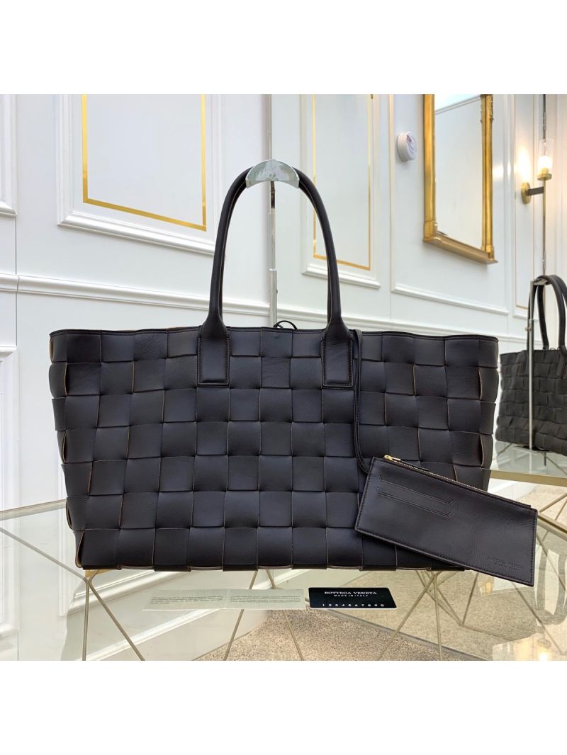 Bottega Veneta BV Medium Tote In Maxi Intreccio 576828 Dark Brown