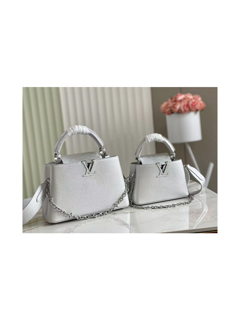 Louis Vuitton LV Capucines Flower Chain with Lizard Leather Silver N80239