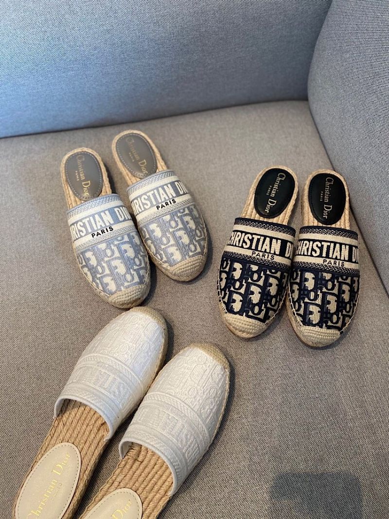 Dior Granville Mule Ivory Oblique Embroidered KCB593 
