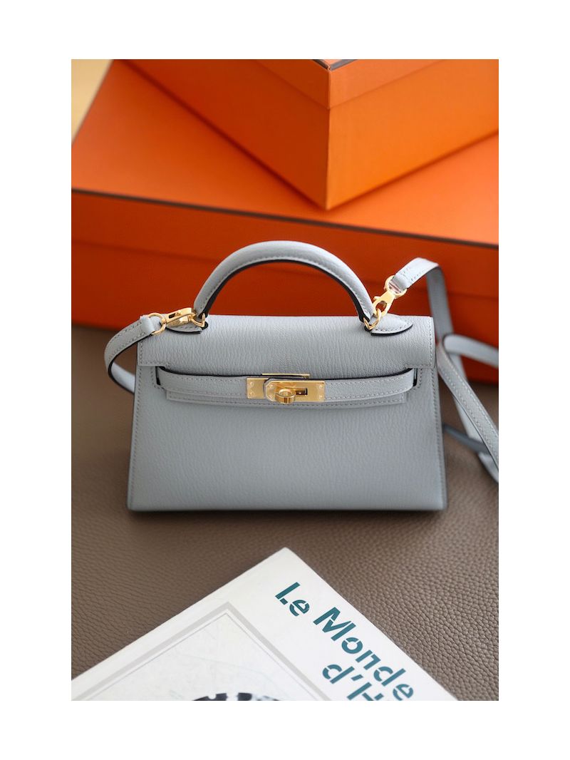 Hermès Chevre Mysore Leather Mini Kelly Sellier II 20 Bag 4Z Gris Mouette