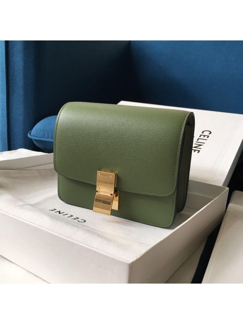 Celine Classic Box Bag in Calfskin with Cork Effect Matcha