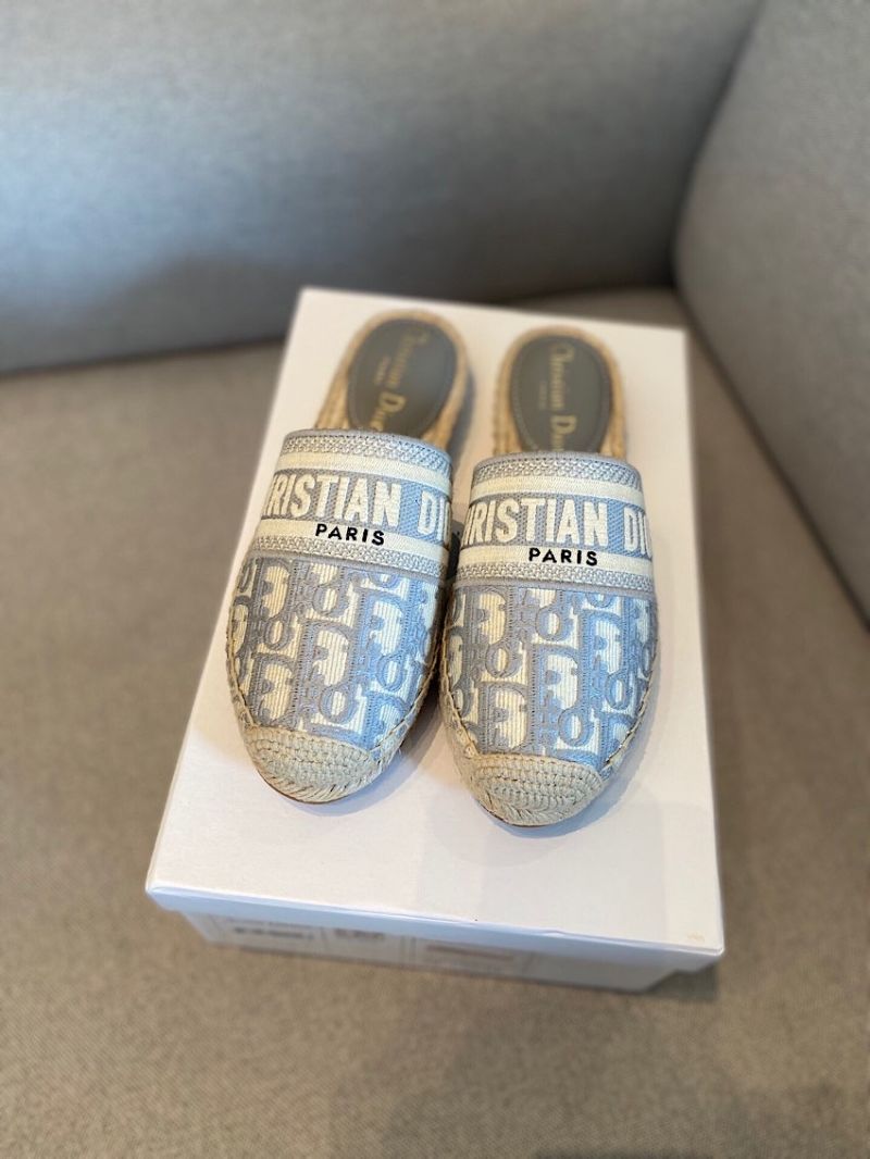 Dior Granville Mule Gray Oblique Embroidered KCB593