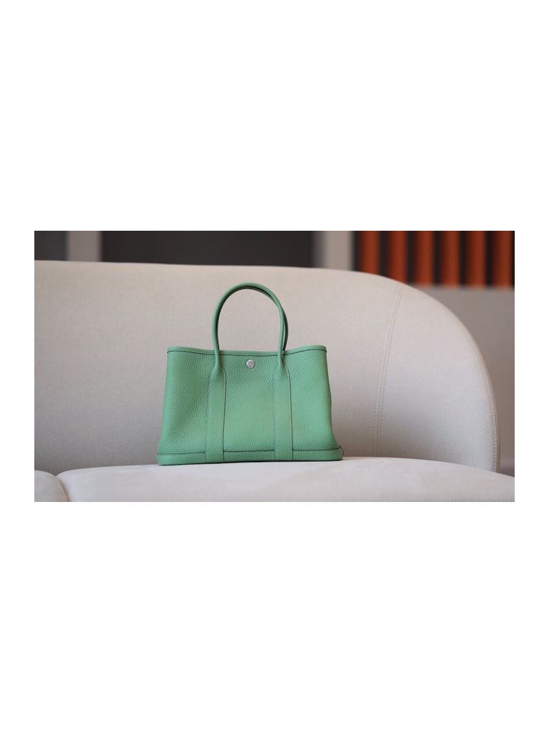 Hermes Garden Party 30 36 Negonda Calfskin Bag Avocado