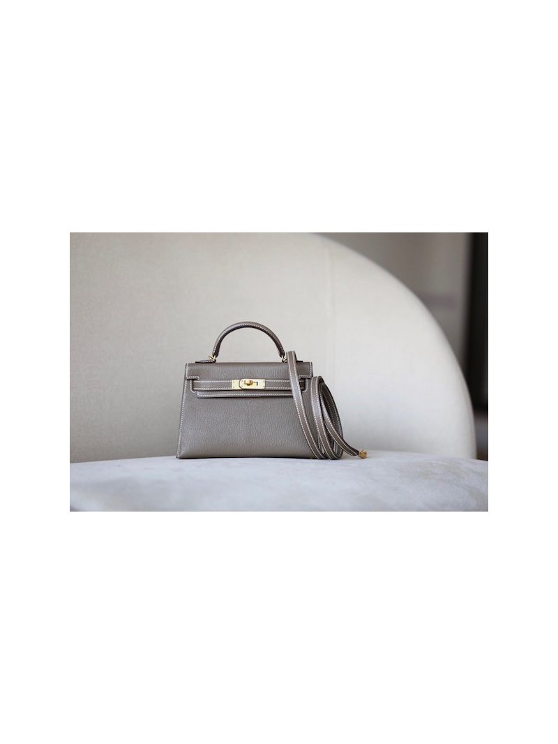 Hermès Chevre Mysore Leather Mini Kelly Sellier II 20 Bag Etude