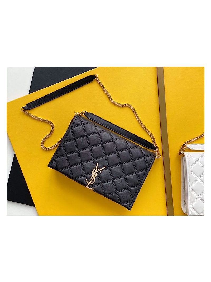 YSL Saint Laurent Becky Mini Chain Bag In Carré-Quilted Lambskin 6292461 black
