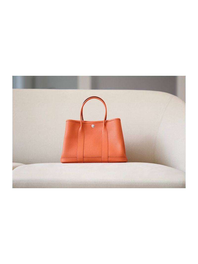 Hermes Garden Party 30 36 Negonda Calfskin Bag Orange