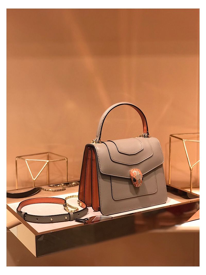 Bvlgari Serpenti Forever Flap Cover Bag with Handle 284537 Moonrock