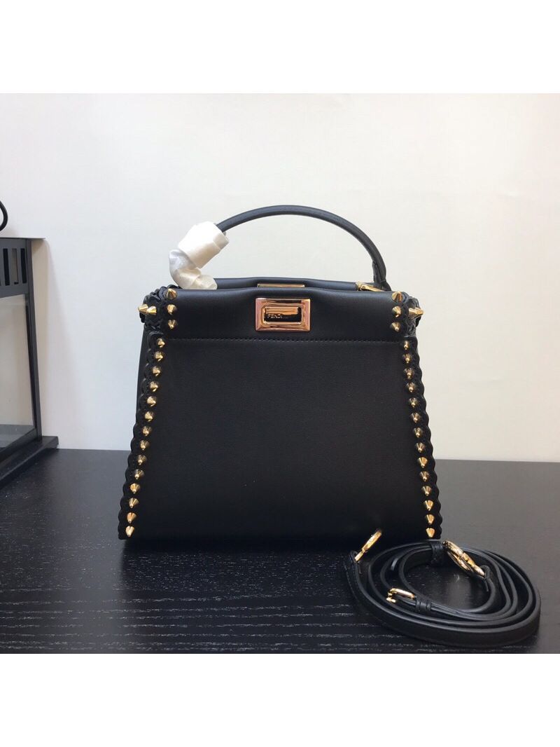 Fendi Peekaboo Mini with Metal-Plated Micro Studs Black