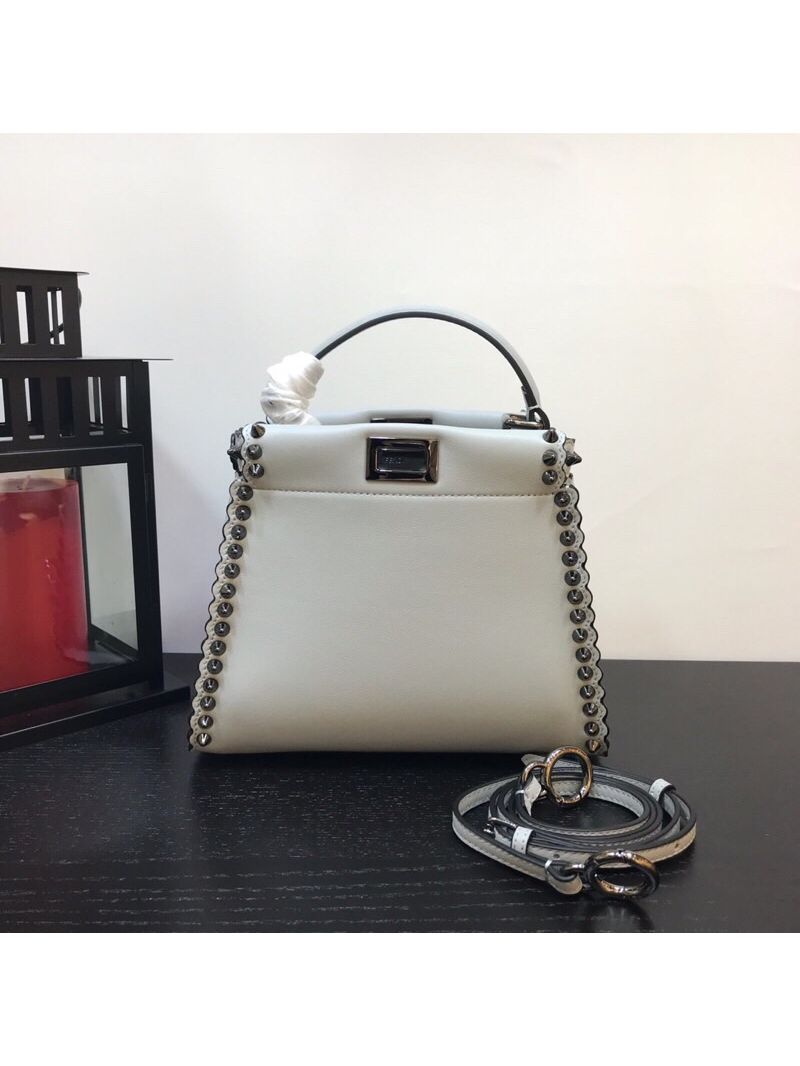 Fendi Peekaboo Mini with Metal-Plated Micro Studs Pale Blue