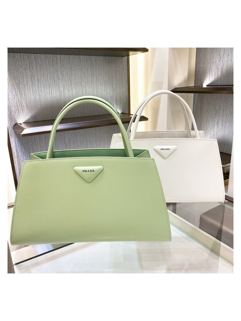 Prada Brushed Leather Handbag 1BA327 Aqua