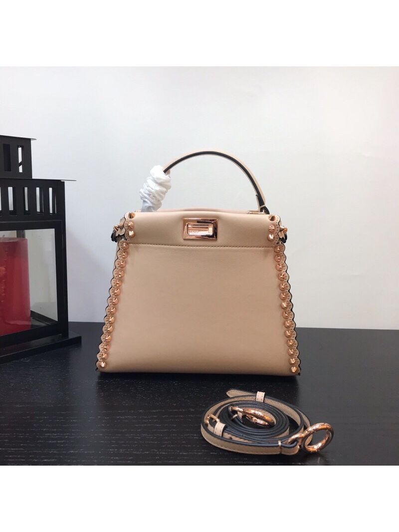 Fendi Peekaboo Mini with Metal-Plated Micro Studs Pink