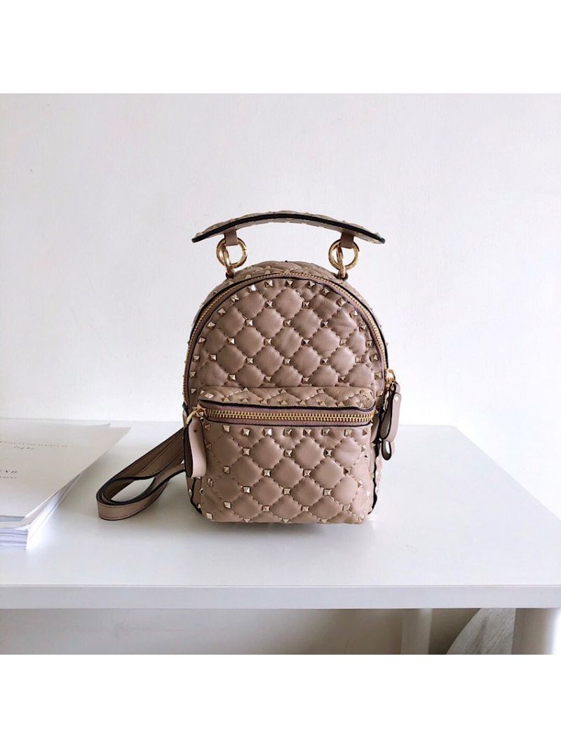 Valentino Garavani Rockstud Spike Mini Leather Backpack Nude