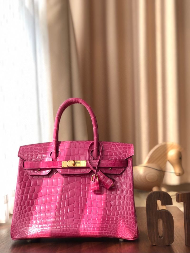 Hermes Birkin Shiny Alligator Leather Fuchsia