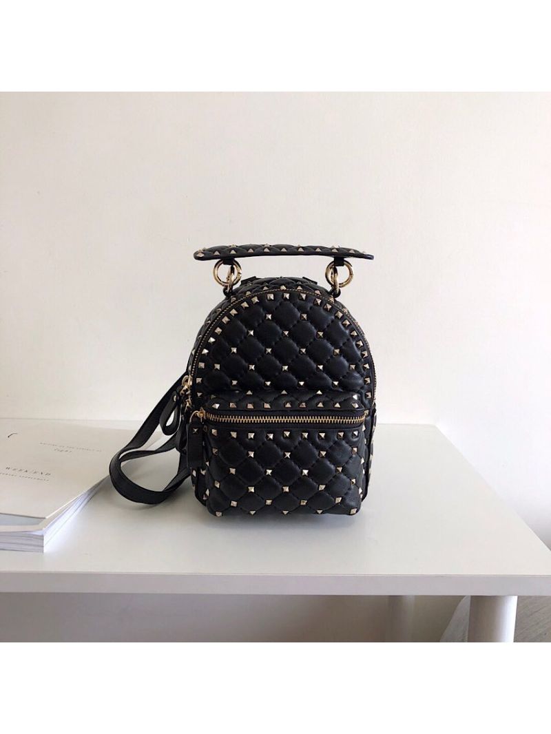 Valentino Garavani Rockstud Spike Mini Leather Backpack Black