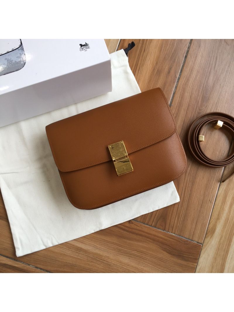 Celine Classic Box Bag in Calfskin with Cork Effect Brown