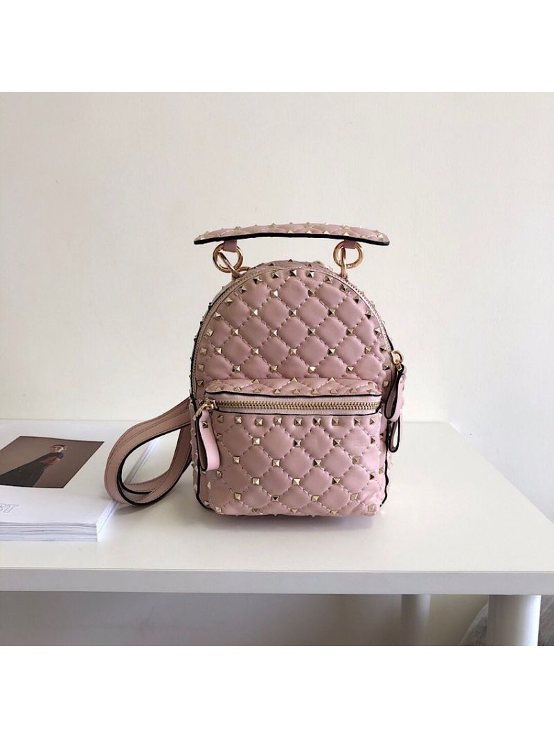 Valentino Garavani Rockstud Spike Mini Leather Backpack Pink