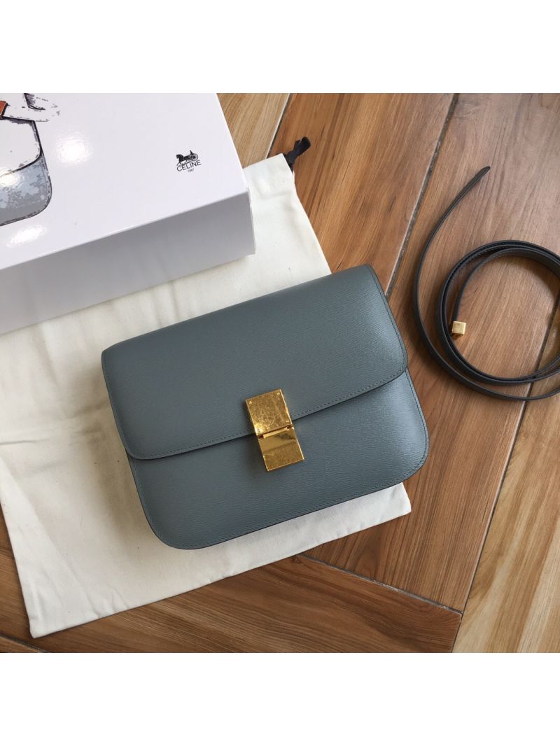 Celine Classic Box Bag in Calfskin with Cork Effect Light Blue