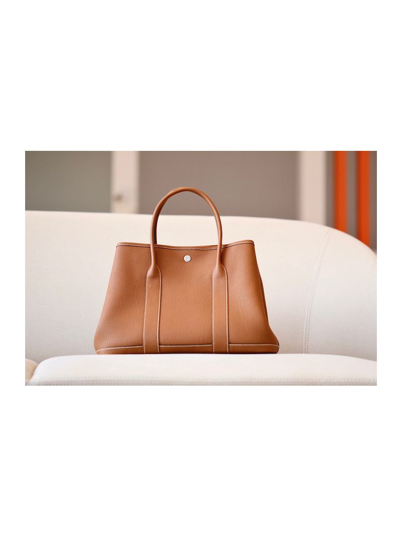 Hermes Garden Party 30 36 Negonda Calfskin Bag Brown