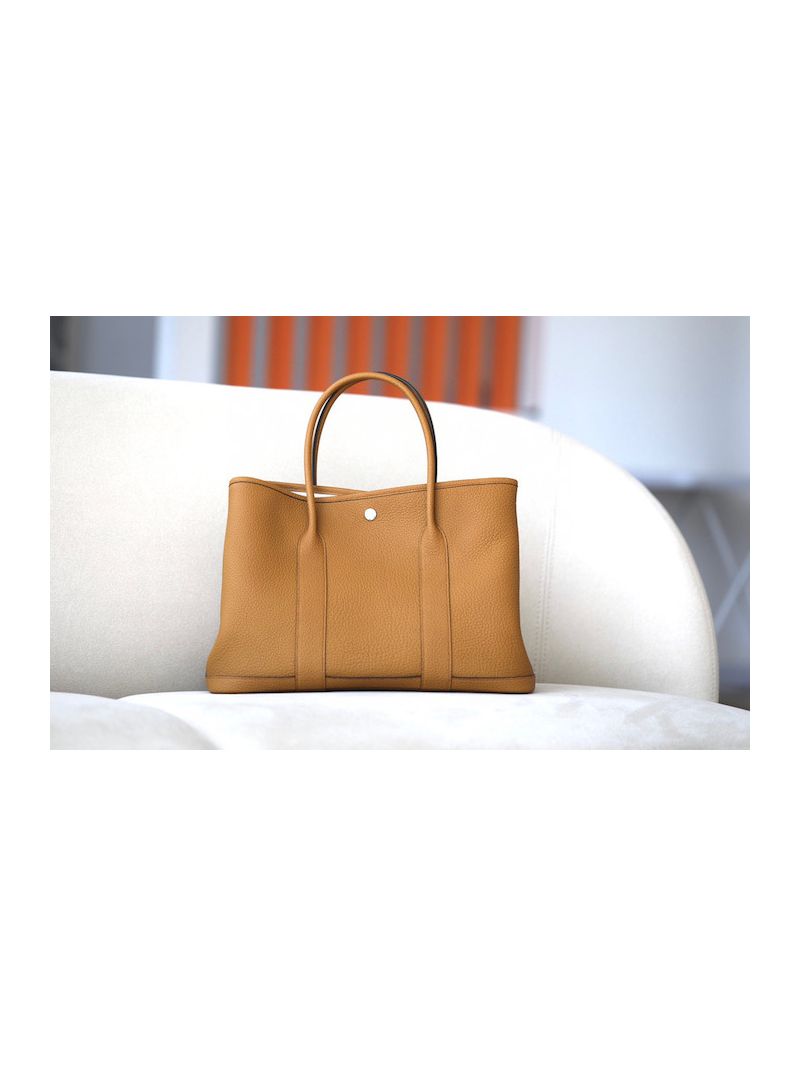 Hermes Garden Party 30 36 Negonda Calfskin Bag 2S Sesame