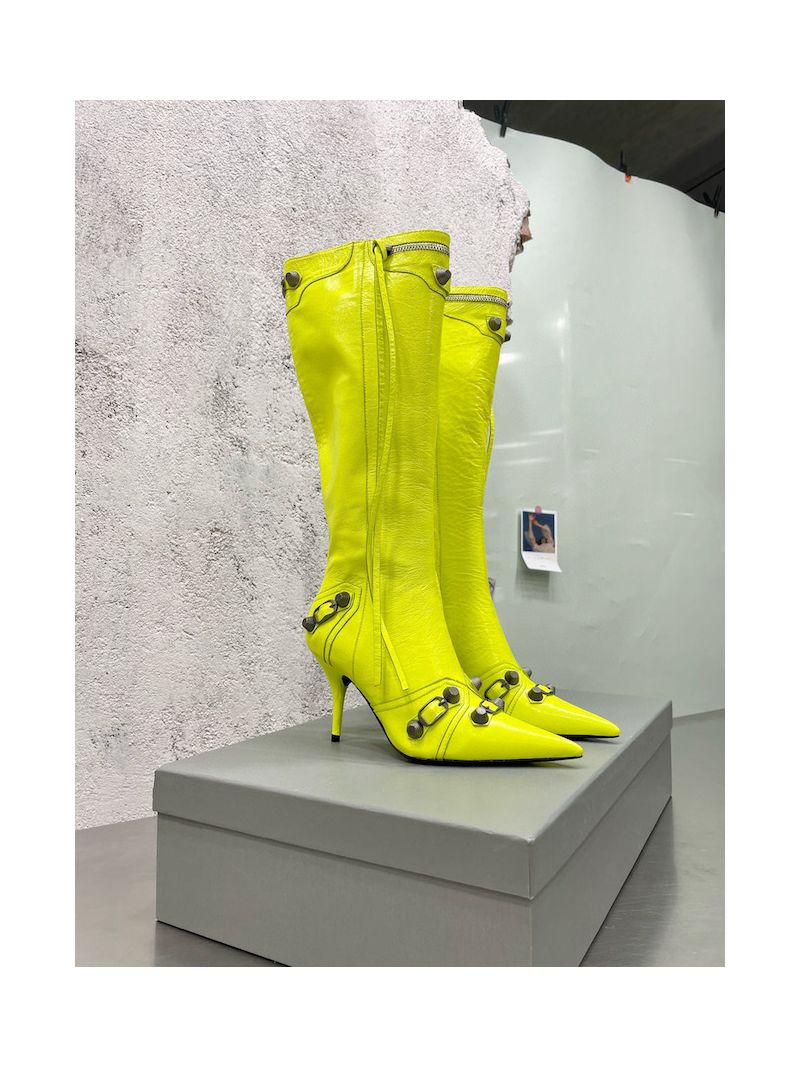 Balenciaga Cagole 90mm Boot Arena lambskin 694395 Neon Yellow
