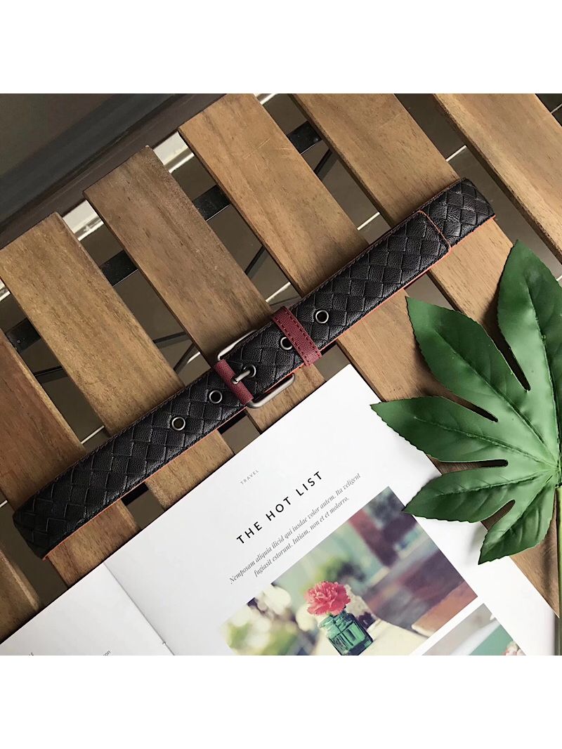 Bottega Vaneta Nero Intrecciato Nappa Belt 407396